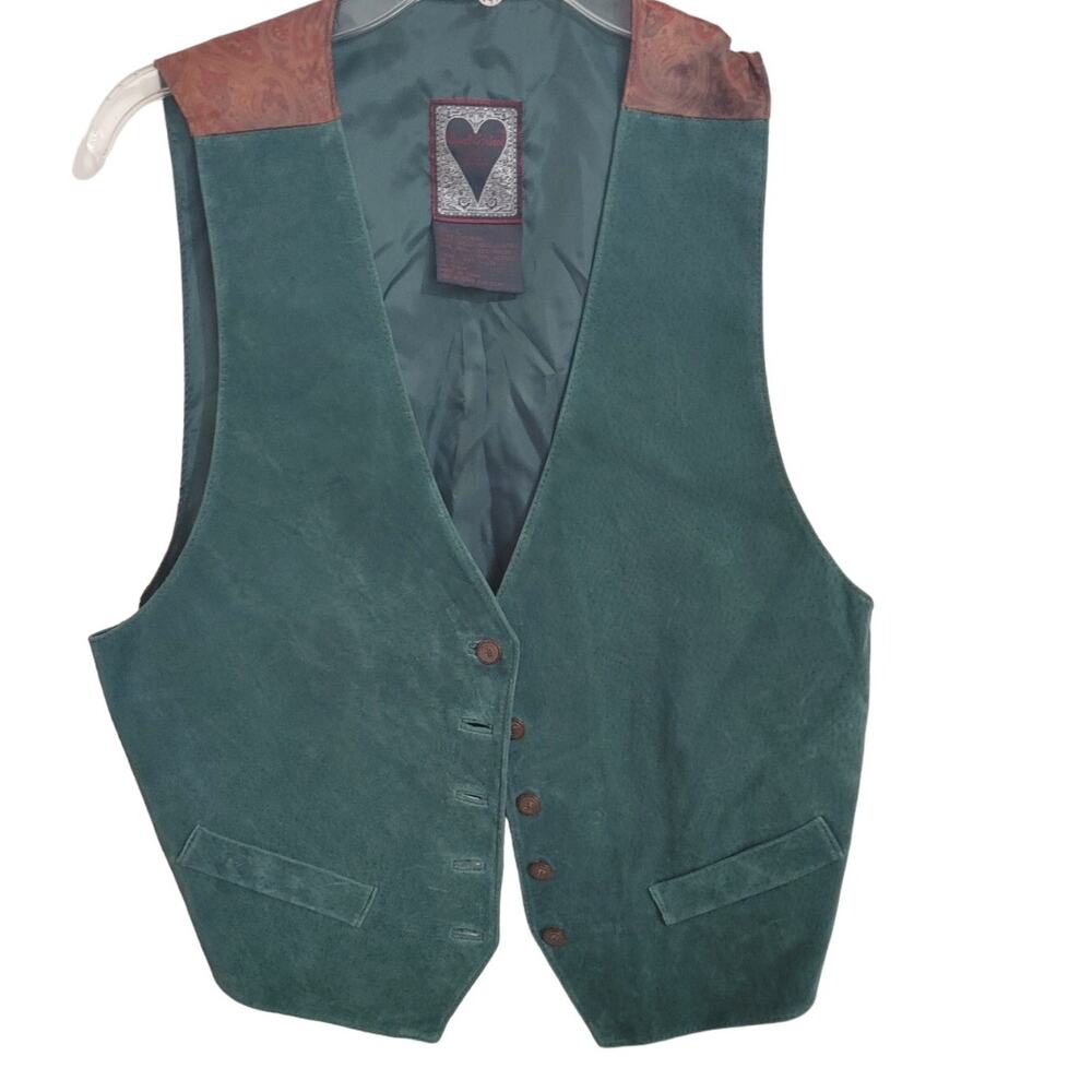 Vintage 90's Women's Vest Dual Control 100% Leather Paisley Large